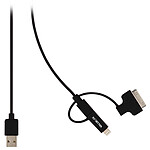 Cordon USB vers Micro USB + Apple Lightning et Apple 30 broches (noir)