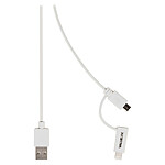 Cordon USB 2.0 vers Micro USB + Lightning Blanc