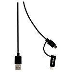 Cordon USB 2.0 vers Micro USB + Lightning Noir