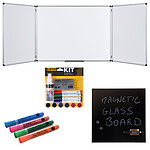 Bi-Office Triptyque 120 x 200/400 cm+ Kit magnétique et marqueurs + Tableau Mémo