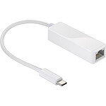 Adaptateur USB 3.1 type C (USB-C) mâle vers Gigabit Ethernet RJ45 femelle (blanc)