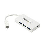 StarTech.com Hub USB-C à 4 ports USB 3.0 (1 x USB Type-C + 3 x USB-A) - Blanc