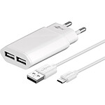 Goobay Kit de Charge Micro USB Double 2.4A Blanc