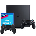 Sony PlayStation 4 Slim (500 Go) + DualShock v2 +  FIFA 19 - Reconditionné