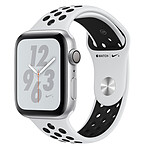 Apple Watch Nike+ Series 4 GPS Aluminium Argent Sport Platine pur/Noir 40 mm