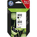 HP 302 Pack combo de 2 (X4D37AE) - Noir/3 couleurs