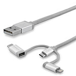StarTech.com Câble USB multi connecteur de 2 m - Lightning, USB-C, Micro USB