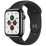 Apple Watch Series 5 GPS + Cellular Acier Noir Bracelet Sport Noir 44 mm