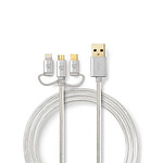 Nedis Cable 3 en 1 USB a micro-USB, USB-C, Lightning - 1 m