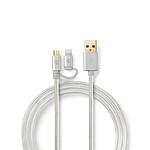 Nedis Câble 2-en-1 USB vers micro-USB, Lightning - 2 m