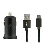 KSIX Cargador de coche 2.4A USB con cable USB Type-C - Negro
