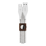 Belkin DuraTek Plus USB-C a USB-A con correa de cierre (blanco) - 1,2 m