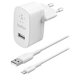 Belkin Chargeur secteur USB-A Boost Charge 12 W + câble Lightning vers USB-A (Blanc)