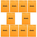 Rhodia Bloc N°13 Orange agrafé en-tête 10.5 x 14.8 cm petits carreaux 5 x 5 mm 80 pages (x10)