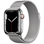 Apple Watch Series 7 GPS + Cellular Silver Stainless Argent Bracelet Milanese 41 mm