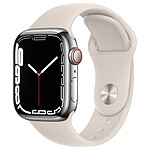 Apple Watch Series 7 GPS + Cellular Silver Stainless Lumière Stellaire Bracelet Sport 41 mm