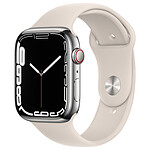 Apple Watch Series 7 GPS + Cellular Silver Stainless Lumière Stellaire Bracelet Sport 45 mm