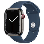Apple Watch Series 7 GPS Cellular Graphite Stainless Bleu Abysse Bracelet Sport 45 mm
