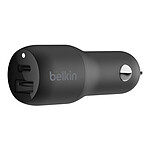 Belkin Boost Charge Chargeur de voiture 2 ports USB-C PD (18W) + USB-A (12W) sur prise allume-cigare (Noir)