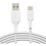 Cable trenzado USB-C a USB-A de Belkin (blanco) - 15 cm