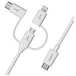 Akashi Câble Eco 3-en-1 USB-C vers USB-C / Lightning / micro USB (1 m)