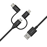 Cable Akashi Eco 3 en 1 de USB-A a USB-C / Lightning / micro USB (1 m)