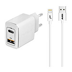 Cargador de red Akashi 20W USB-A Quick Charge 3.0 Blanco + Cable Lightning