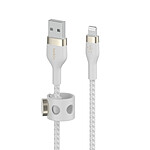 Cable Belkin Boost Charge Pro Flex de silicona trenzada de USB-A a Lightning (blanco) - 1m