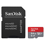 SanDisk Ultra microSD UHS-I U1 64 Go 140 Mo/s + Adaptateur SD (SDSQUAB-064G-GN6TA)