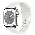 Apple Watch Series 8 GPS Cellular Acier Inoxydable Blanc Sport Band 41 mm
