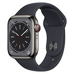 Apple Watch Series 8 GPS Cellular Acier Inoxydable Minuit Sport Band 41 mm
