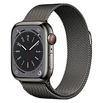 Apple Watch Series 8 GPS Cellular Acier Inoxydable Graphite Bracelet Milanais 41 mm
