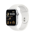 Apple Watch SE GPS (2022) Silver Aluminium Bracelet Sport White 44 mm - Reconditionné