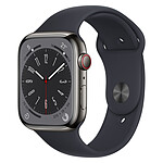 Apple Watch Series 8 GPS + Cellular Acier Inoxydable Minuit Sport Band 45 mm