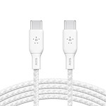 Cable de alta resistencia Belkin USB-C a USB-C de 100 W (blanco) - 2 m