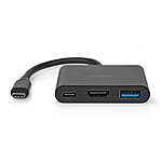 Nedis Hub USB-C vers USB, USB-C et HDMI - 10 cm - Noir