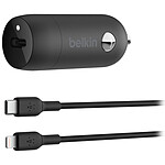 Belkin Chargeur 30W pour allume-cigare avec câble USB-C vers Lightning (noir)