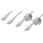 Cables USB-C a USB-C Belkin 2x Boost Charge Pro Flex trenzados de silicona (blanco) - 1 m