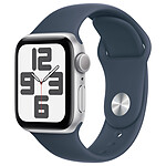 Apple Watch SE GPS (2023) Silver Aluminium Bracelet Sport Band Storm Blue 40 mm - S/M