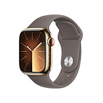 Apple Watch Series 9 GPS + Cellular Acier Inoxydable Or Bracelet Sport Band Argile M/L 41 mm