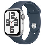 Apple Watch SE GPS (2023) Silver Aluminium Bracelet Sport Band Storm Blue 44 mm - M/L