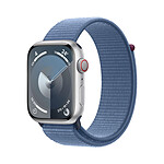 Apple Watch Series 9 GPS + Cellular Aluminium Argent Boucle Sport Bleu 45 mm