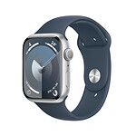 Apple Watch Series 9 GPS Aluminium Argent Bracelet Sport Bleu M/L 45 mm