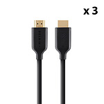Belkin Lot de 3 câbles HDMI 2.0 Premium Gold avec Ethernet - 2 m
