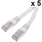 Pack of 5x RJ45 category 6 F/UTP 2 m cables (Beige)