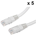Pack of 5x RJ45 category 6 U/UTP 3 m cables (Beige)