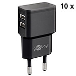 Goobay Pack of 10x Dual 2.4A USB Chargers Black