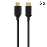 Belkin Pack of 5x Premium Gold HDMI 2.0 Cables with Ethernet - 1 m