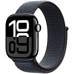 Apple Watch Series 10 GPS + Cellular 42 mm Negro Azabache Aluminio Pulsera deportiva Textil Tinta morada .