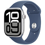 Apple Watch Series 10 GPS + Cellular 46 mm Aluminium Argent Bracelet Sport Denim M/L